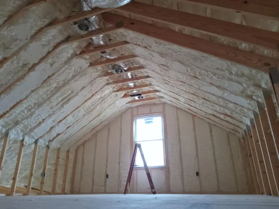 Spray foam roofing application for Crawl Space Insulation project in Johnstown